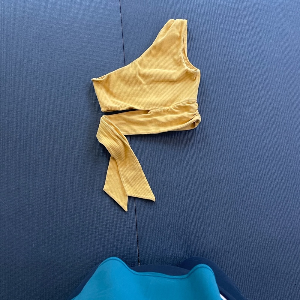 Yellow One-Shoulder Tie-Front Top - Picture 5 of 7